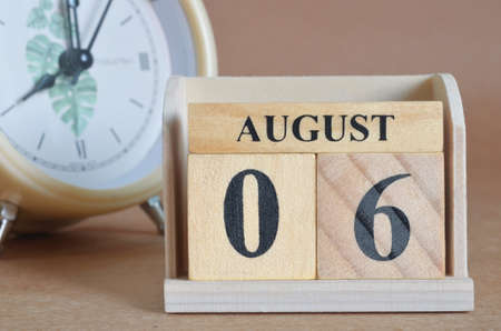 August 6, Cover design with clock in natural concept.の写真素材