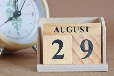 August 29, Cover design with clock in natural concept.の写真素材