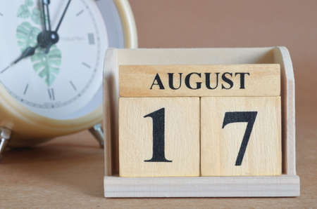 August 17, Cover design with clock in natural concept.の写真素材