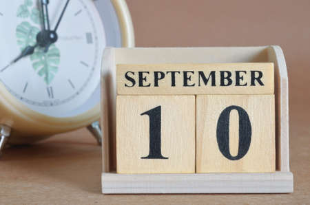 September 10, Cover design with clock in natural concept.の写真素材