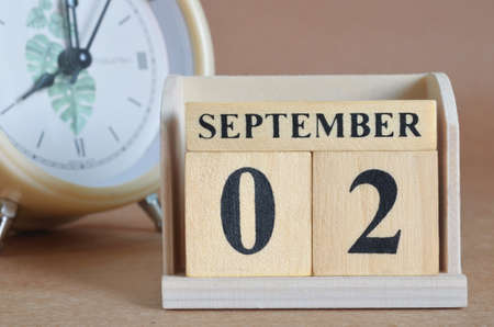 September 2, Cover design with clock in natural concept.の写真素材