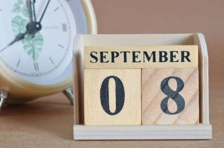 September 8, Cover design with clock in natural concept.の写真素材
