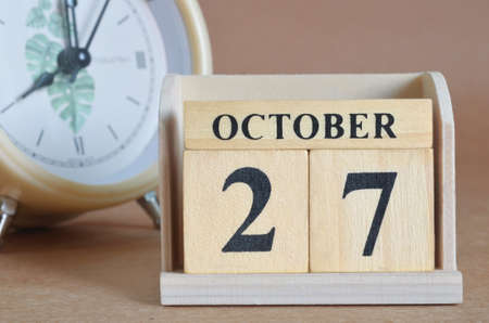 october 27, Cover design with clock in natural concept.の写真素材