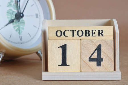 october 14, Cover design with clock in natural concept.の写真素材
