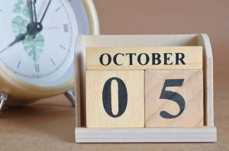 october 5, Cover design with clock in natural concept.の写真素材