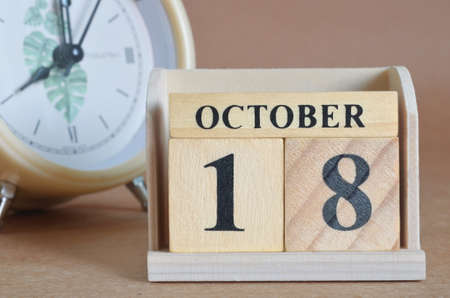 october 18, Cover design with clock in natural concept.の写真素材