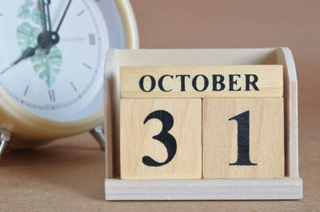 october 31, Cover design with clock in natural concept.の写真素材