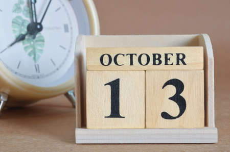 october 13, Cover design with clock in natural concept.の写真素材