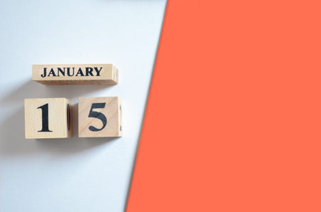 January 15, Empty white - Red background.