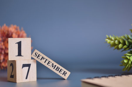 September 17, Date Design with number cube for a background.の写真素材