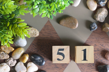Rank number 51, Rating, Award, Design with number cube colorful stone in the natural concept.の写真素材