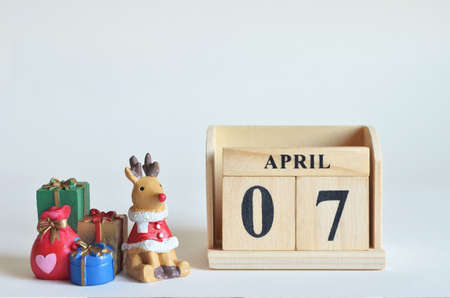 April 7, Christmas, Birthday with number cube design for the background.の写真素材