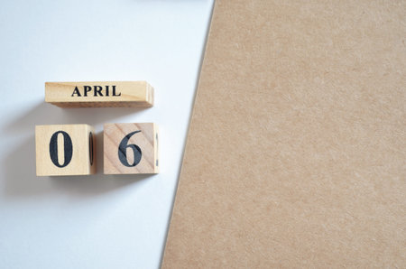 April 6, Empty white-brown background.
