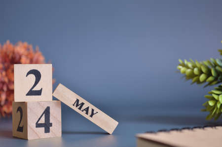 May 24, Cover in the evening time, Date Design with number cube for a background.の写真素材