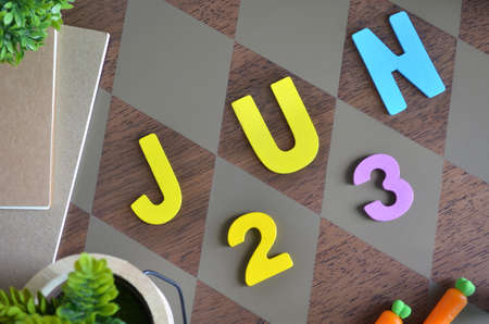 June 23, Appointment with wooden text design for the background.の写真素材