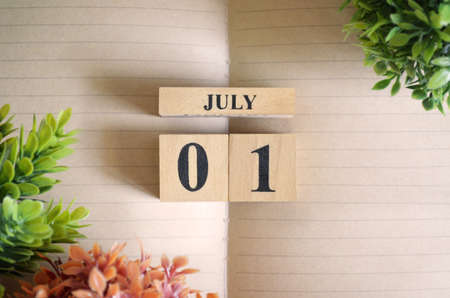 July 1, Natural notebook Calendar.の写真素材
