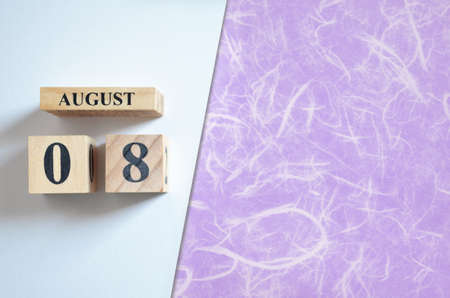 August 8, Empty white - violet background.の写真素材