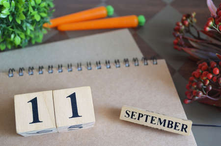 September 11, Save the date with number cube design for the background.の写真素材