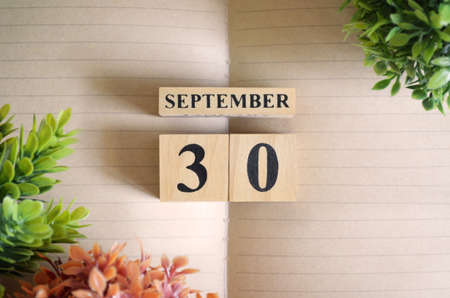 September 30, Natural notebook Calendar.の写真素材
