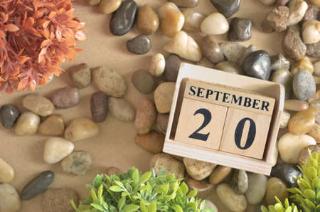 September 20, Month, Appointment date with a number cube design, colorful stone.の写真素材