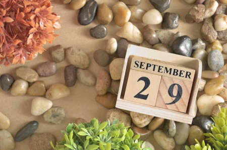 September 29, Month, Appointment date with a number cube design, colorful stone.の写真素材