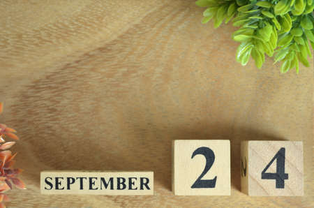 September 24, Number cube design in the natural concept.の写真素材