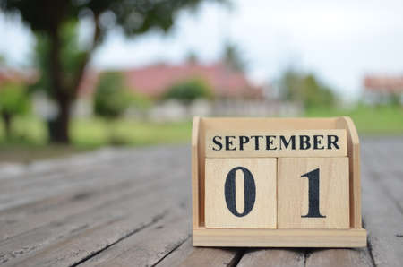 September 1, Number cube with a natural background.の写真素材