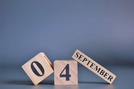September 4, Cover in the evening time, Date Design with number cube for a background.の写真素材