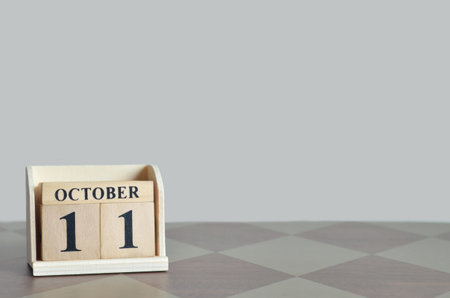 October 11, Empty Background with number cube on the table.の写真素材