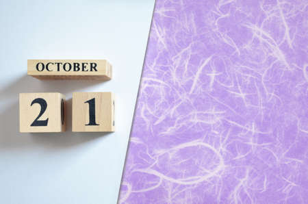 October 21, Empty white - violet background.の写真素材