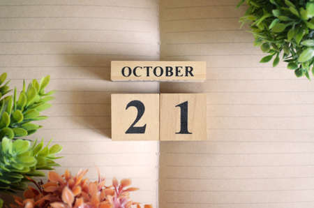 October 21, Natural notebook Calendar.の写真素材