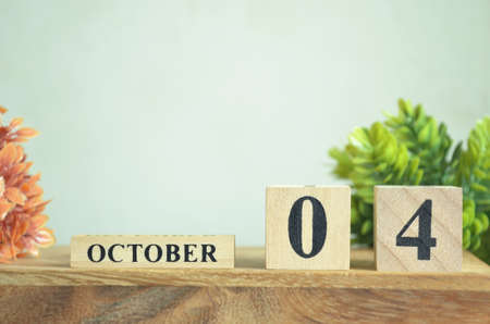 October 4, Cover natural Calendar, Appointment Date design.の写真素材