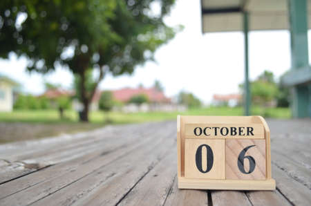 October 6, Number cube with a natural background.の写真素材