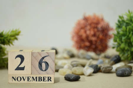 November 26, Number cube design in the natural concept.の写真素材