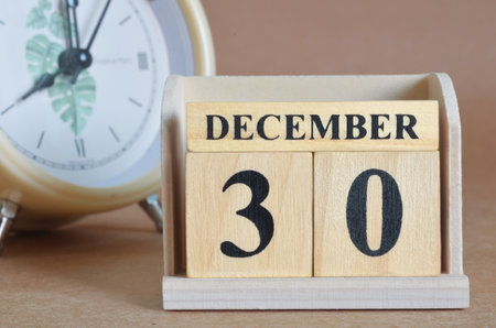 December 30, Cover design with a clock in the natural concept.の写真素材