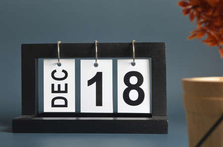 December 18, Date design with a black wooden calendar for a business, Date Plans to the reminder.の写真素材