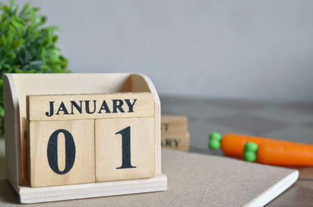January 1, Appointment date with a number cube design.の写真素材