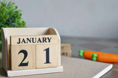 January 21, Appointment date with a number cube design.の写真素材