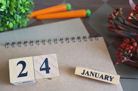 January 24, Cover natural Calendar, Appointment Date design.の写真素材