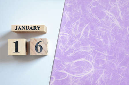 January 16, Empty white - violet background.の写真素材