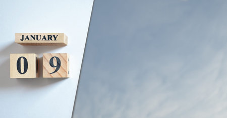 January 9, Blue sky with cloud.の写真素材