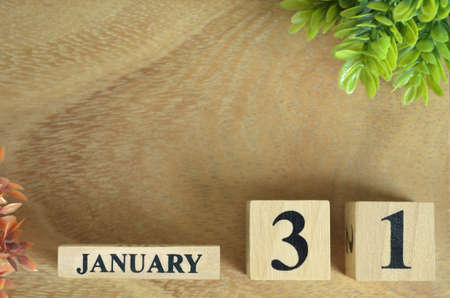 January 31, Number cube design in the natural concept.の写真素材