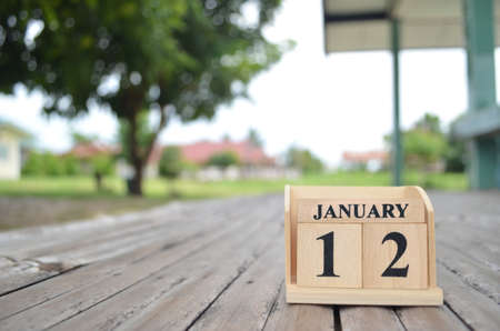 January 12, Number cube with a natural background.の写真素材