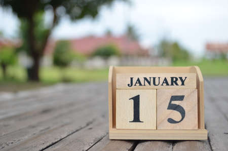 January 15, Number cube with a natural background.の写真素材