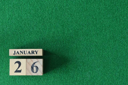 January 26, number cube on  snooker table, sport background.の写真素材
