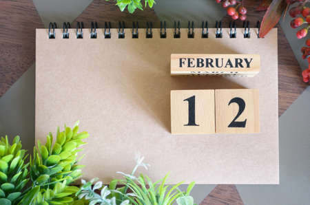 February 12, Natural notebook Calendar.の写真素材