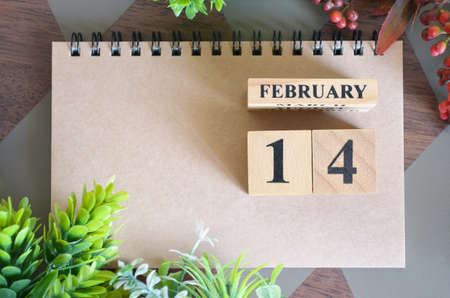 February 14, Natural notebook Calendar.の写真素材