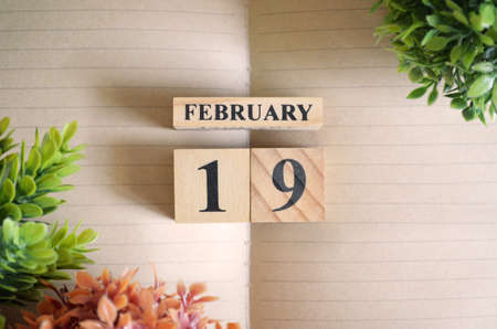 February 19, Natural notebook Calendar.の写真素材