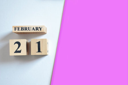 February 21, Empty white - Pink background.の写真素材