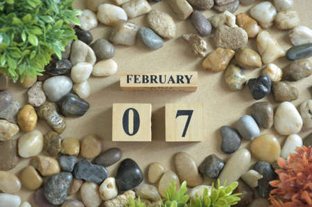 February 7, Number cube design in the natural concept.の写真素材